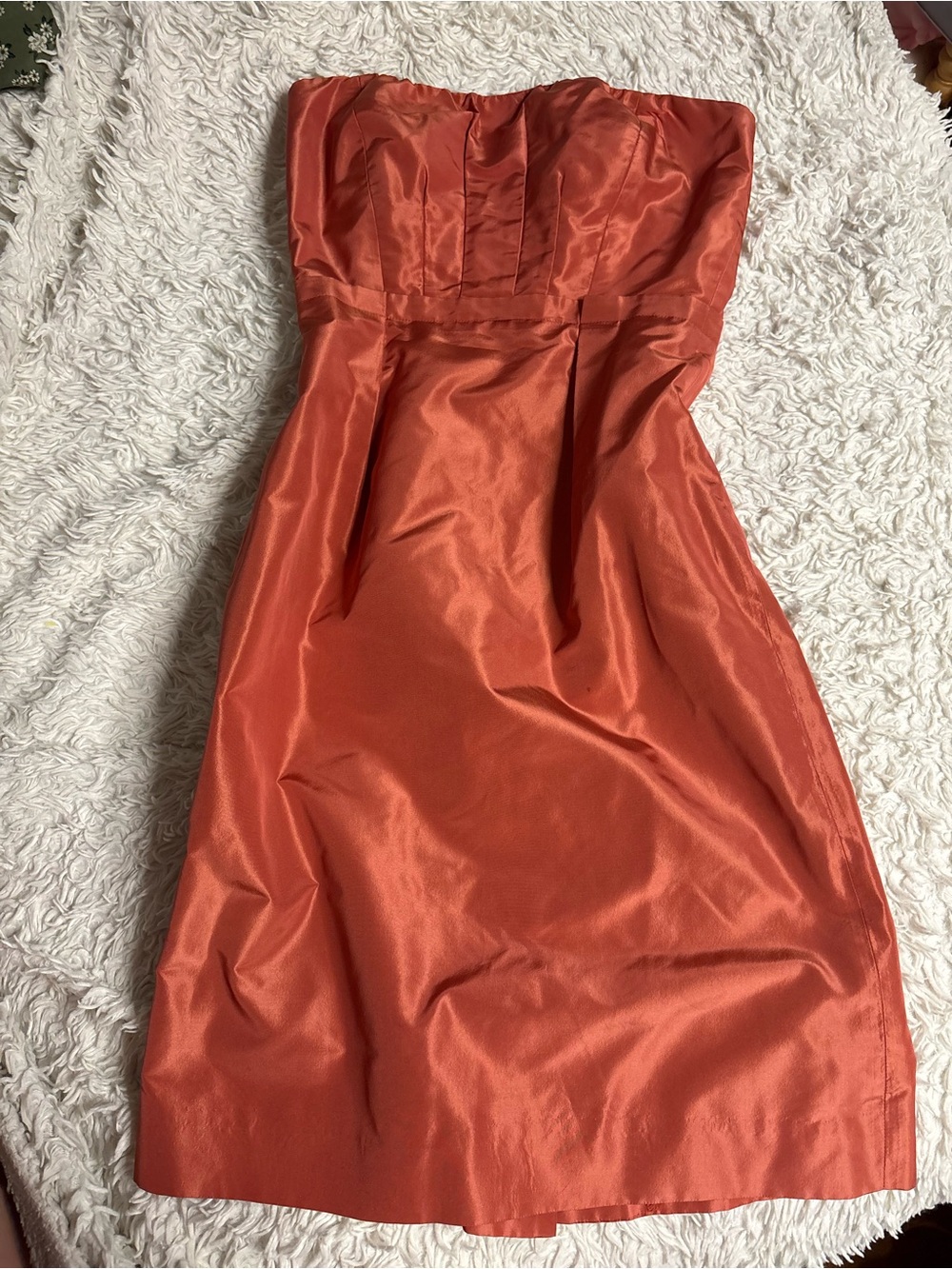 J. Crew Strapless Satin Dress in Burnt Orange